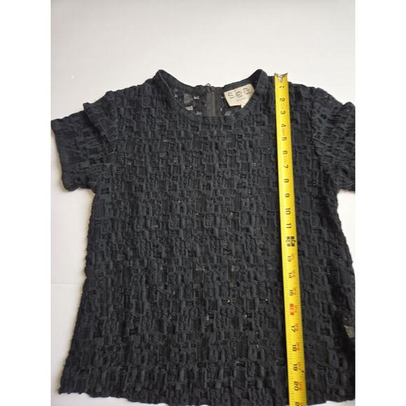 SEA New York Black Lace Shirt 1/2 Zip Breathable Mesh Size 2 Black EUC - Picture 11 of 11
